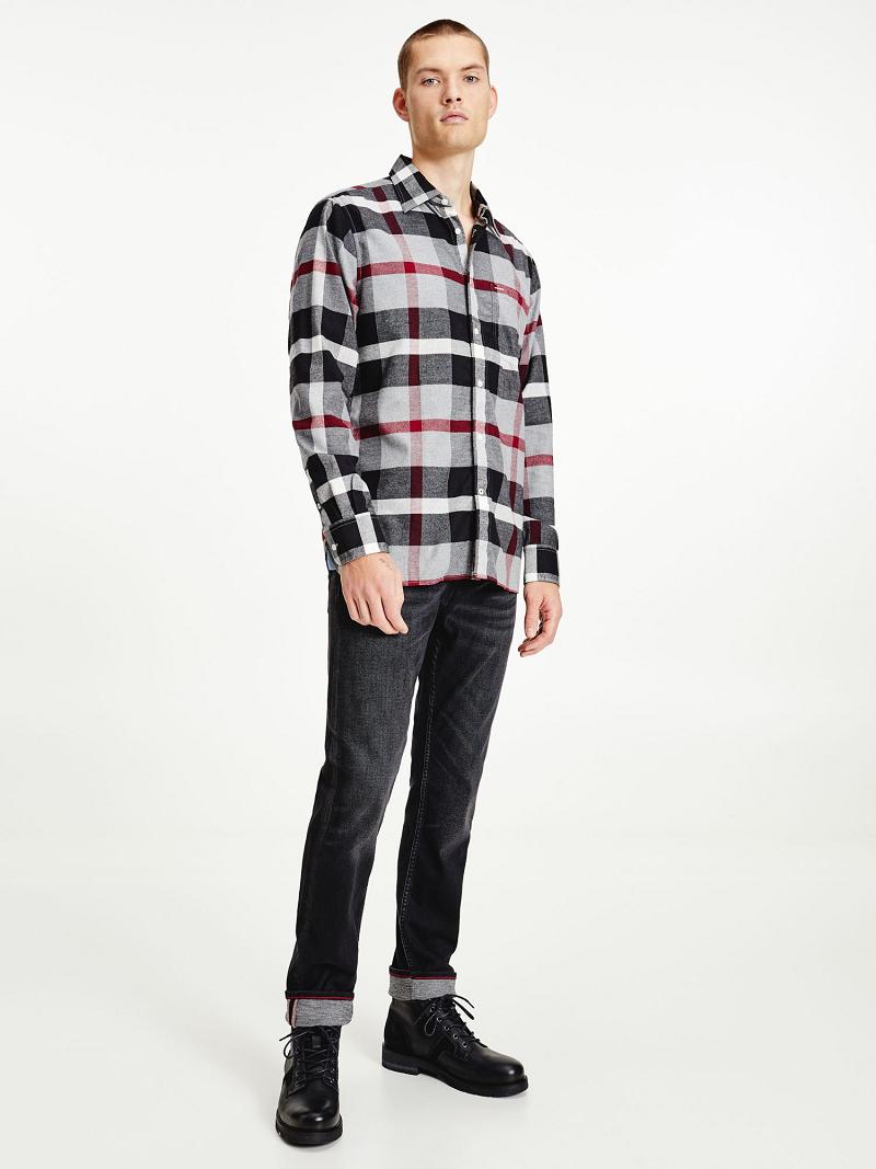 Férfi Tommy Hilfiger Check print overshirt Ingek Fekete Színes | HU 1020UZG